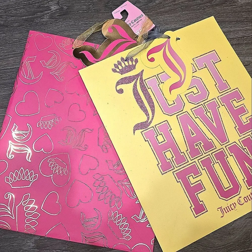 Juicy Couture Home Just Have Fun & JC Hearts Logo Gift Bag Set
